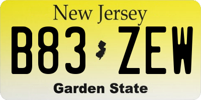 NJ license plate B83ZEW