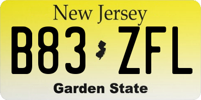 NJ license plate B83ZFL
