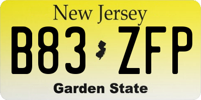 NJ license plate B83ZFP