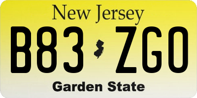 NJ license plate B83ZGO