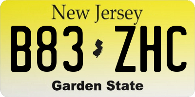 NJ license plate B83ZHC