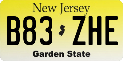 NJ license plate B83ZHE