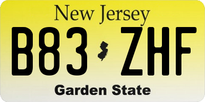 NJ license plate B83ZHF