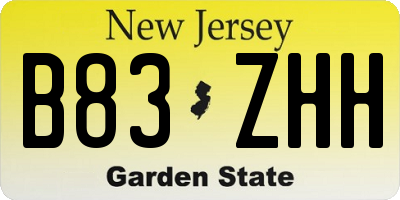 NJ license plate B83ZHH