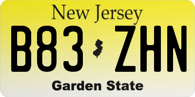NJ license plate B83ZHN
