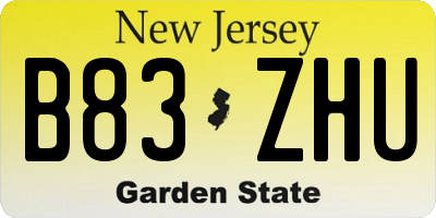 NJ license plate B83ZHU
