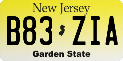 NJ license plate B83ZIA