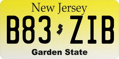 NJ license plate B83ZIB