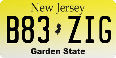 NJ license plate B83ZIG