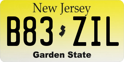 NJ license plate B83ZIL