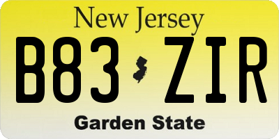 NJ license plate B83ZIR