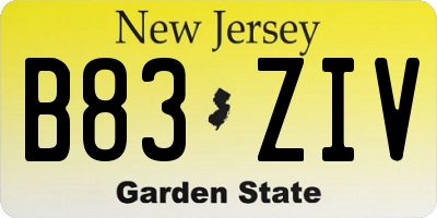 NJ license plate B83ZIV