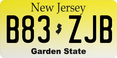NJ license plate B83ZJB