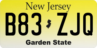 NJ license plate B83ZJQ