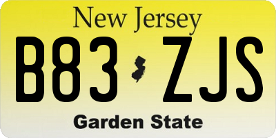 NJ license plate B83ZJS