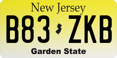 NJ license plate B83ZKB