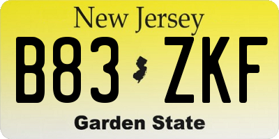NJ license plate B83ZKF