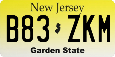 NJ license plate B83ZKM