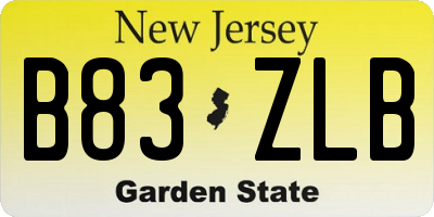 NJ license plate B83ZLB