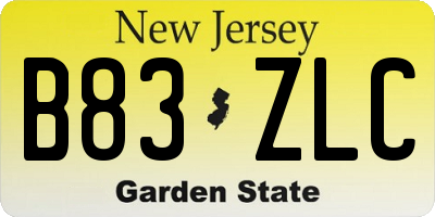 NJ license plate B83ZLC