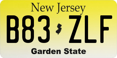 NJ license plate B83ZLF