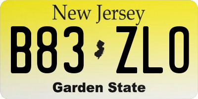 NJ license plate B83ZLO