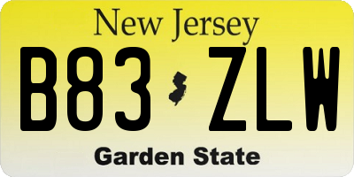 NJ license plate B83ZLW