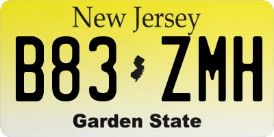 NJ license plate B83ZMH