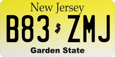 NJ license plate B83ZMJ
