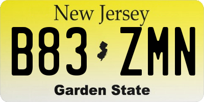 NJ license plate B83ZMN