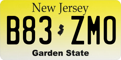 NJ license plate B83ZMO