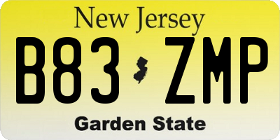 NJ license plate B83ZMP