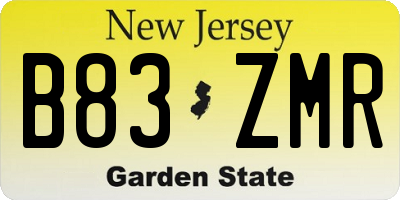 NJ license plate B83ZMR