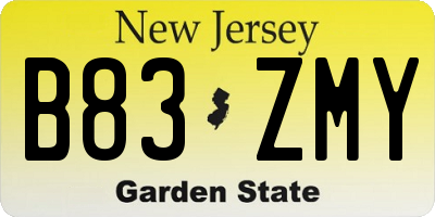 NJ license plate B83ZMY