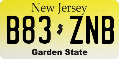NJ license plate B83ZNB