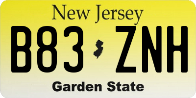 NJ license plate B83ZNH