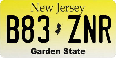 NJ license plate B83ZNR