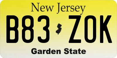 NJ license plate B83ZOK