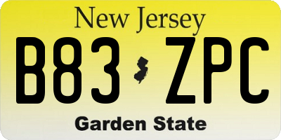 NJ license plate B83ZPC