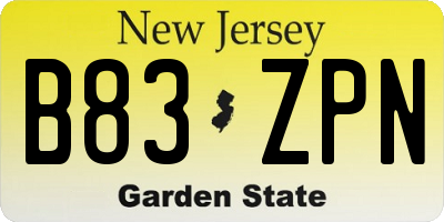 NJ license plate B83ZPN