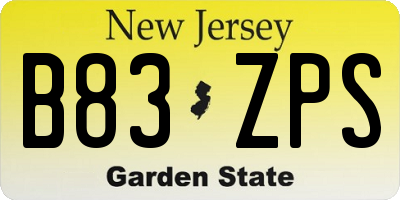 NJ license plate B83ZPS