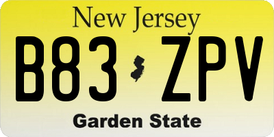 NJ license plate B83ZPV