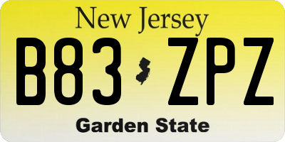 NJ license plate B83ZPZ