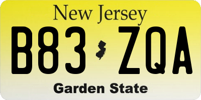 NJ license plate B83ZQA
