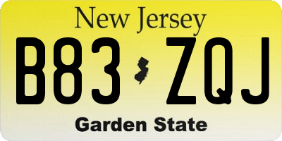NJ license plate B83ZQJ