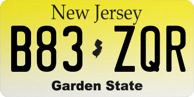 NJ license plate B83ZQR