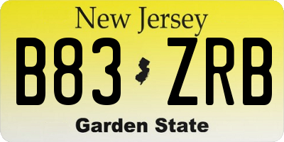 NJ license plate B83ZRB