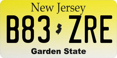 NJ license plate B83ZRE