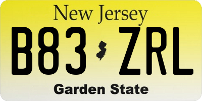 NJ license plate B83ZRL