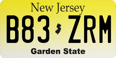 NJ license plate B83ZRM